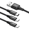 baseus rapid series 3 in 1 cable micro usb lightning type c 3a 12m black extra photo 2