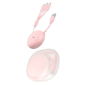 baseus let s go little reunion stretchable 3 in 1 micro lightning type c 3a 085m white pink extra photo 1