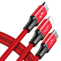 baseus rapid series 3 in 1 cable micro type c lightning 3a 12m red extra photo 1