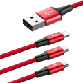 baseus rapid series 3 in 1 cable micro type c lightning 3a 12m red extra photo 2