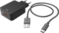 hama 183230 hama charger kit usb type c qc 30 3 a black extra photo 1