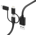 hama 183304 3 in 1 micro usb cable with adapter for usb type c lightning 15mblack extra photo 1