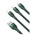 baseus flash series 3 in 1 fast charging cable usb to micro usb lightning type c 5a 18w 12m green extra photo 1