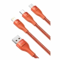 baseus flash series 3 in 1 fast charging cable usb to micro usb lightning type c 5a 18w 12m orang extra photo 1