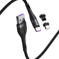 baseus zinc magnetic safe fast charging 5a data cable usb to micro usb lightning type c 1m black extra photo 1