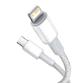 baseus high density braided fast charging data cable type c to lightning pd 20w 1m white extra photo 1