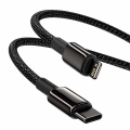 baseus tungsten gold fast charging data cable type c to lightning pd 20w 1m black extra photo 1
