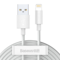 baseus simple wisdom data cables 2 pieces set usb to lightning 24a 15m white extra photo 1