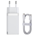 baseus gan2 pro quick charger 2c u 65w eu charging cable type c 100w 20v 5a 1m white extra photo 1