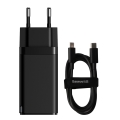 baseus gan2 pro quick charger 2c u 65w eu charging cable type c 100w 20v 5a 1m black extra photo 1