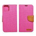 canvas book flip case for apple iphone 12 12 pro pink extra photo 1