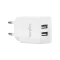 logilink pa0185 usb wall charger 2x usb port 105w white extra photo 1