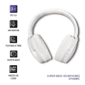 qoltec 50850 wireless headphones with microphone super bass dynamic bt pearl white extra photo 1