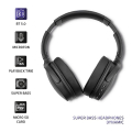qoltec 50851 wireless headphones with microphone super bass dynamic bt black extra photo 1