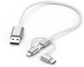 hama 183306 3 in 1 micro usb cable with adapter for usb type c and lightning 02m whi extra photo 1