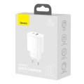 baseus compact 2 port quick charger usb type c 20w white extra photo 1