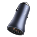 baseus golden contactor pro dual quick car charger usb type c 40w cable 5a grey extra photo 1