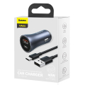 baseus golden contactor pro dual quick car charger usb type c 40w cable 5a grey extra photo 7