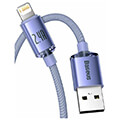baseus crystal shine cable usb to lightning 24a 12m purple extra photo 1