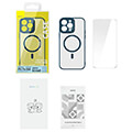 baseus frame transparent magnetic case and tempered glass set iphone 14 pro blue extra photo 4