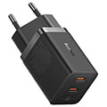 baseus wall charger gan5 40w 2x type c black extra photo 2