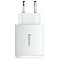 baseus wall compact quick charger 2xusb type c pd 3a 30w white extra photo 1