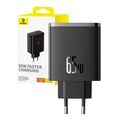 baseus wall charger os cube pro 2x type c usb 65w black extra photo 1