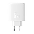 baseus wall charger os cube pro 2x type c usb 65w white extra photo 1