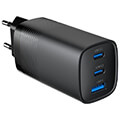 gembird 3 port 65 w usb fast charger black extra photo 2