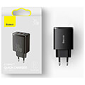baseus cube fast charger 30w 2x usb type c ports cluster black extra photo 1