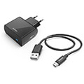 hama 201622 charger with micro usb charging cable 12 w 10 m black extra photo 1