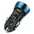baseus golden contactor pro dual quick car charger usb type c 40w cable 5a lightning blue extra photo 4