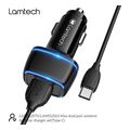 lamtech 2xusb 24a car charger with type c cable 1m black lam112563 extra photo 1 lamtech 2xusb 24a car charger with type c cable 1m black lam112563 extra photo 1