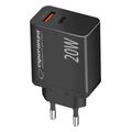 esperanza ezc105k quick power charger 20w usb c pd 20w usb a qc 30 18w black extra photo 1