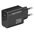 esperanza ezc105k quick power charger 20w usb c pd 20w usb a qc 30 18w black extra photo 2