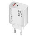 esperanza ezc105w quick power charger 20w usb c pd 20w usb a qc 30 18w white extra photo 1