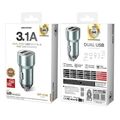 car charger wk 15w dual usb 31a toury dark blue wp c36 extra photo 1