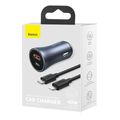 baseus car charger golden contactor 40w 3a 1 x usb a 1 x type c with lightning cable grey extra photo 6