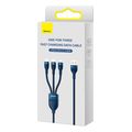 baseus flash series ii 3in1 66w 6a usb a to lightning microusb type c cable 12m blue extra photo 1