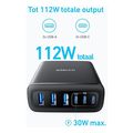 desktop charger anker 112w 3a 3x usb a 3x type c black a2154g11 extra photo 1