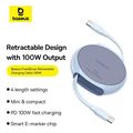 baseus type c to type c cable pathfinder retractable 100w 5a 1m blue extra photo 1 baseus type c to type c cable pathfinder retractable 100w 5a 1m blue extra photo 1