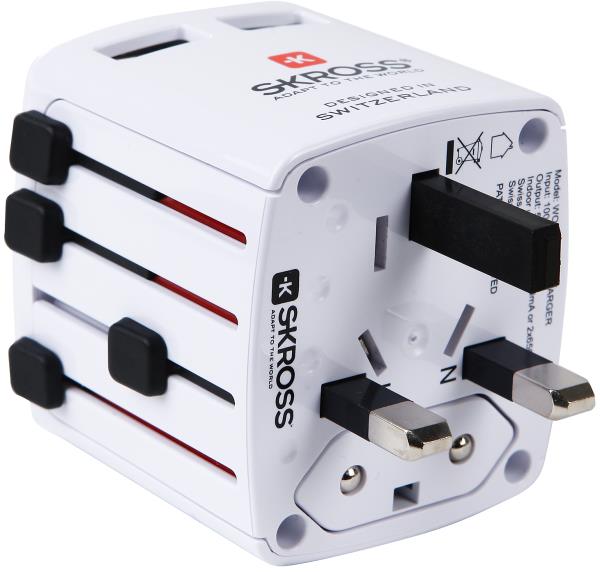 skross travel adapter world usb charger white