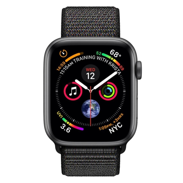 apple watch series 4 space gray aluminum case with black sport loop