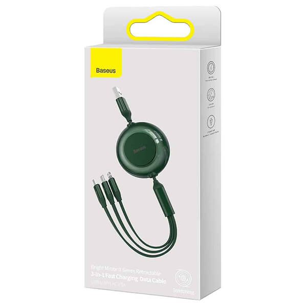 Baseus Bright Mirror 2 Series Retractable 3-in-1 Data Charging Cable Type-C to M+L+C 100W 1.1m - Black £24.99 - Free Delivery