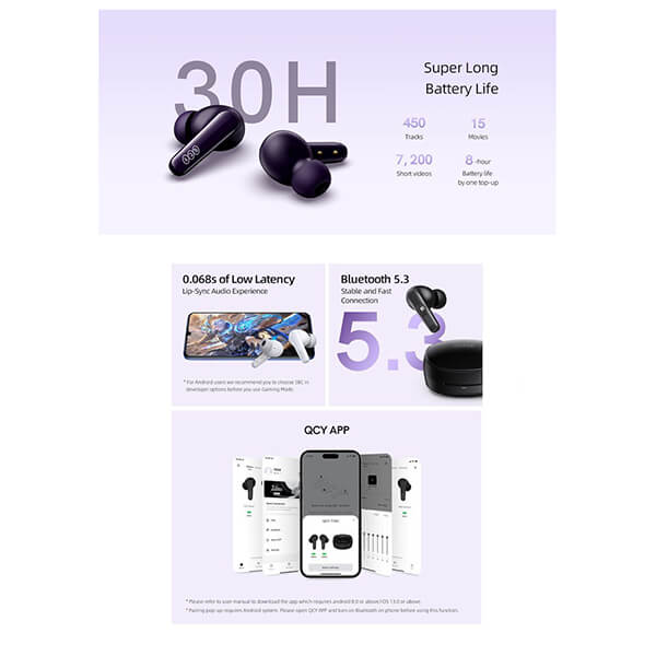 QCY T13X TRUE WIRELESS IN-EAR EARBUDS QUICK CHARGE 380MAH BLACK