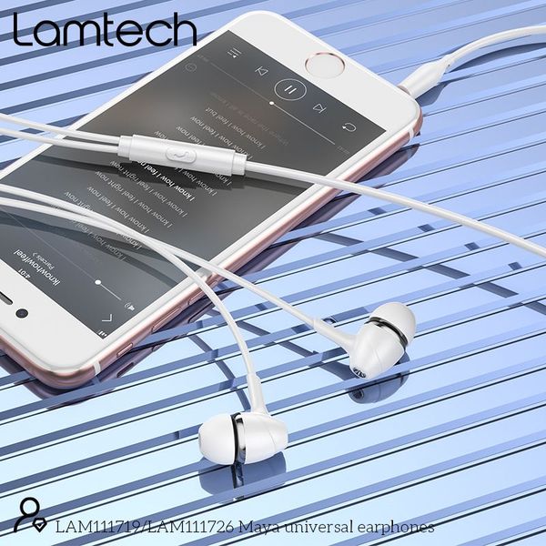 LAMTECH FASHIONABLE 3,5MM EARPHONES WITH MIC WHITE LAM111726