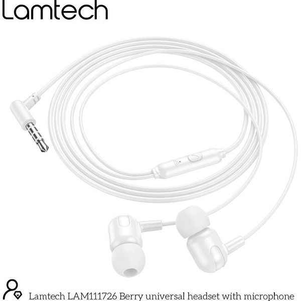 LAMTECH FASHIONABLE 3,5MM EARPHONES WITH MIC WHITE LAM111726
