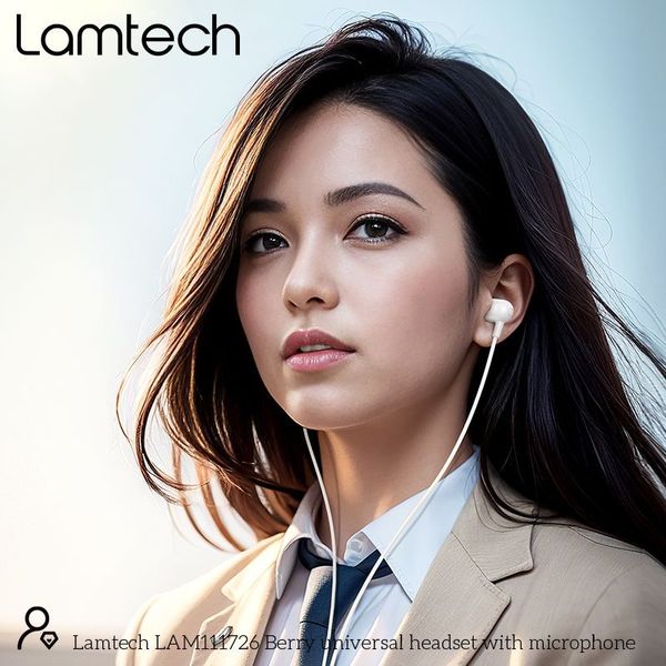 LAMTECH FASHIONABLE 3,5MM EARPHONES WITH MIC WHITE LAM111726