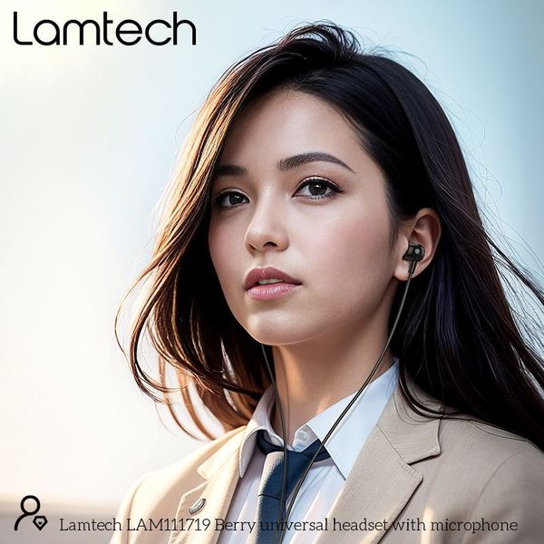 LAMTECH FASHIONABLE 3,5MM EARPHONES WITH MIC BLACK LAM111719