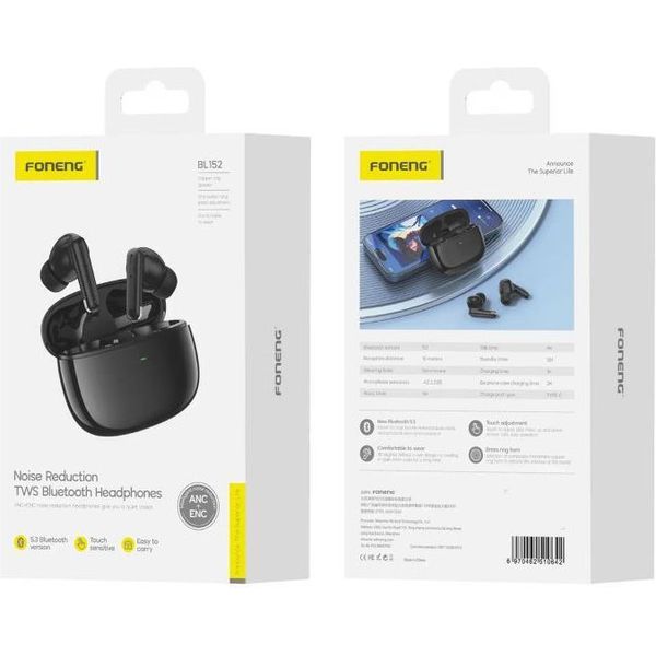 TRUE WIRELESS BLUETOOTH EARPHONES FONENG BL152 ANC+ENC BLACK